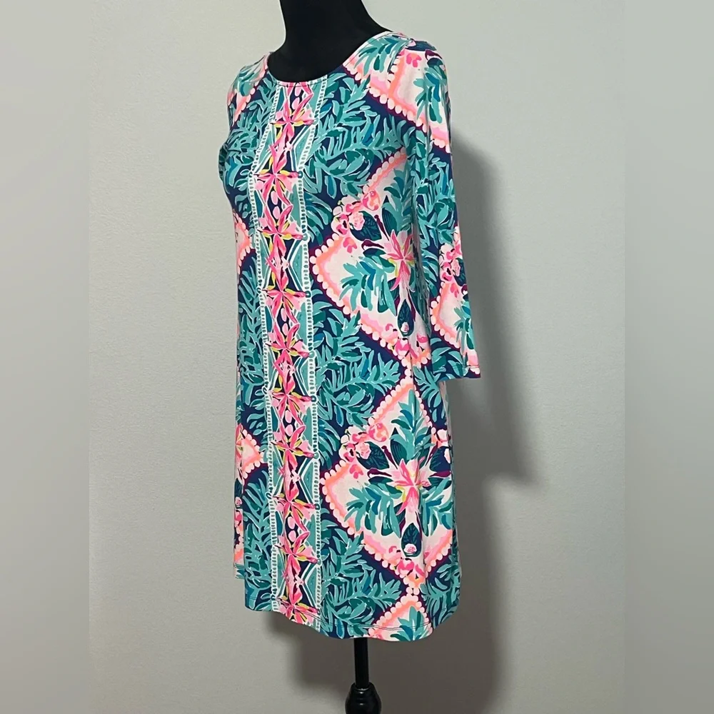 LILLY PULITZER 3/4 Sleeve Floral Print Dress - XS - Picture 2 of 5